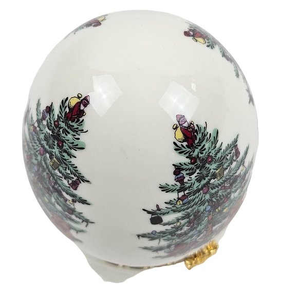 Formalities Baum Bros Egg Hinged Procelain Christmas Tree White Gold Trim - Picture 3 of 8